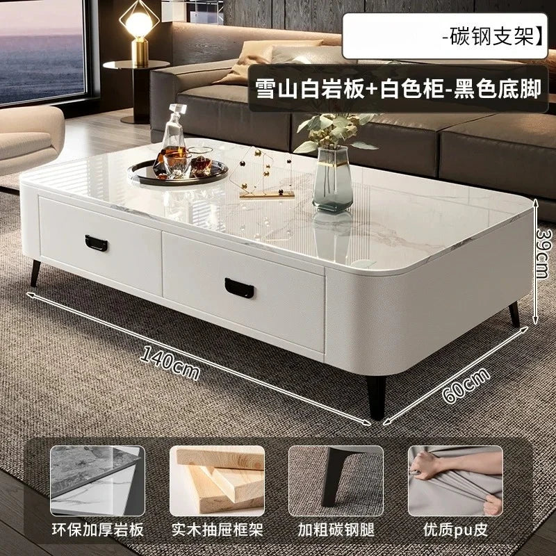 Luxury Marble Effect Coffee Tables Modern Design Square Storage Coffee Tables Minimalist Aesthetic Stolik Kawowy Home Furniture