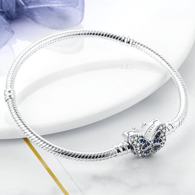 Bracelet Original 925 Sterling Silver Charm Bracelet 17-20CM Love Heart Pave Zirconia Bracelet for Women DIY Charm Jewelry Gifts