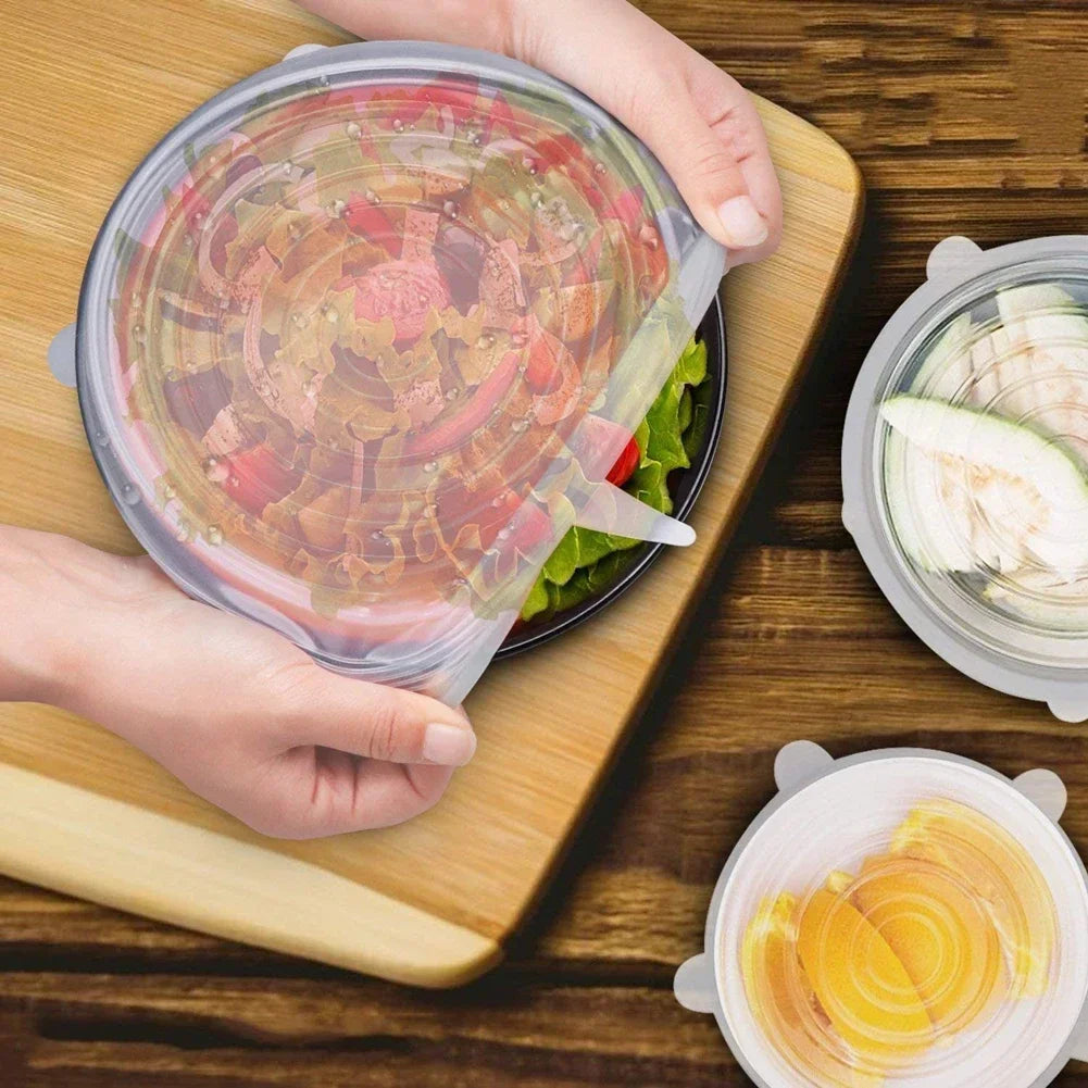 For Kitchen Accessories Plastic Adaptive Kitchen Storage Organization Container Adjustable Elastic Silicone Caps Refrigerator