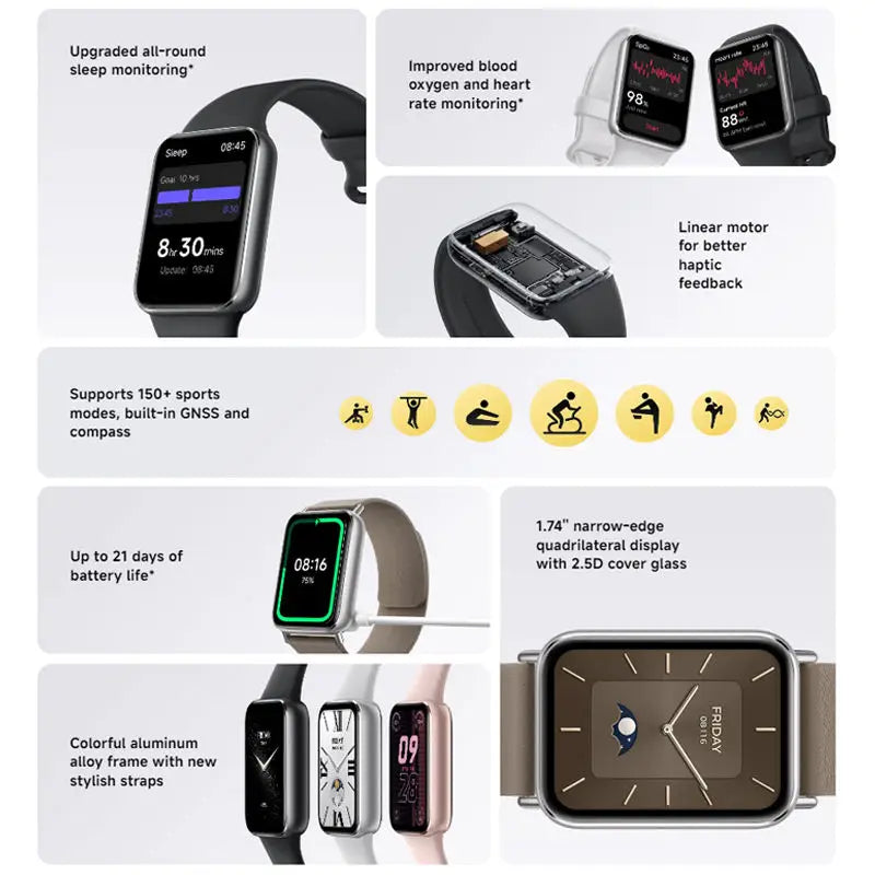 Classic model Global version xiaomi band 9 pro Improved blood oxygen and heart rate monitoring Up to 21 days of battery life