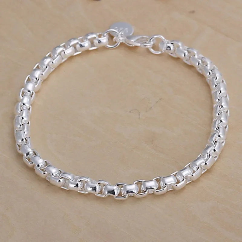 Fine Noble 925 Sterling Silver Solid Chain Bracelet For Women Men Charm Party Gift Wedding party Fashion Jewelry