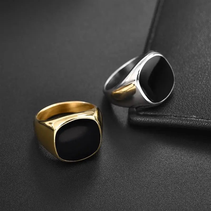 Jiayiqi Men'S Ring Punk Rock 316L Stainless Steel Signet Ring For Men Hip Hop Party Jewelry Male Wedding Gift Custom accept