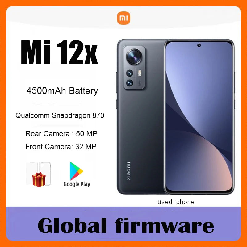 Global firmware Xiaomi Mi 12x smartphone Android 5G  6.28 inch HyperOS 1.0 All  Original used phone