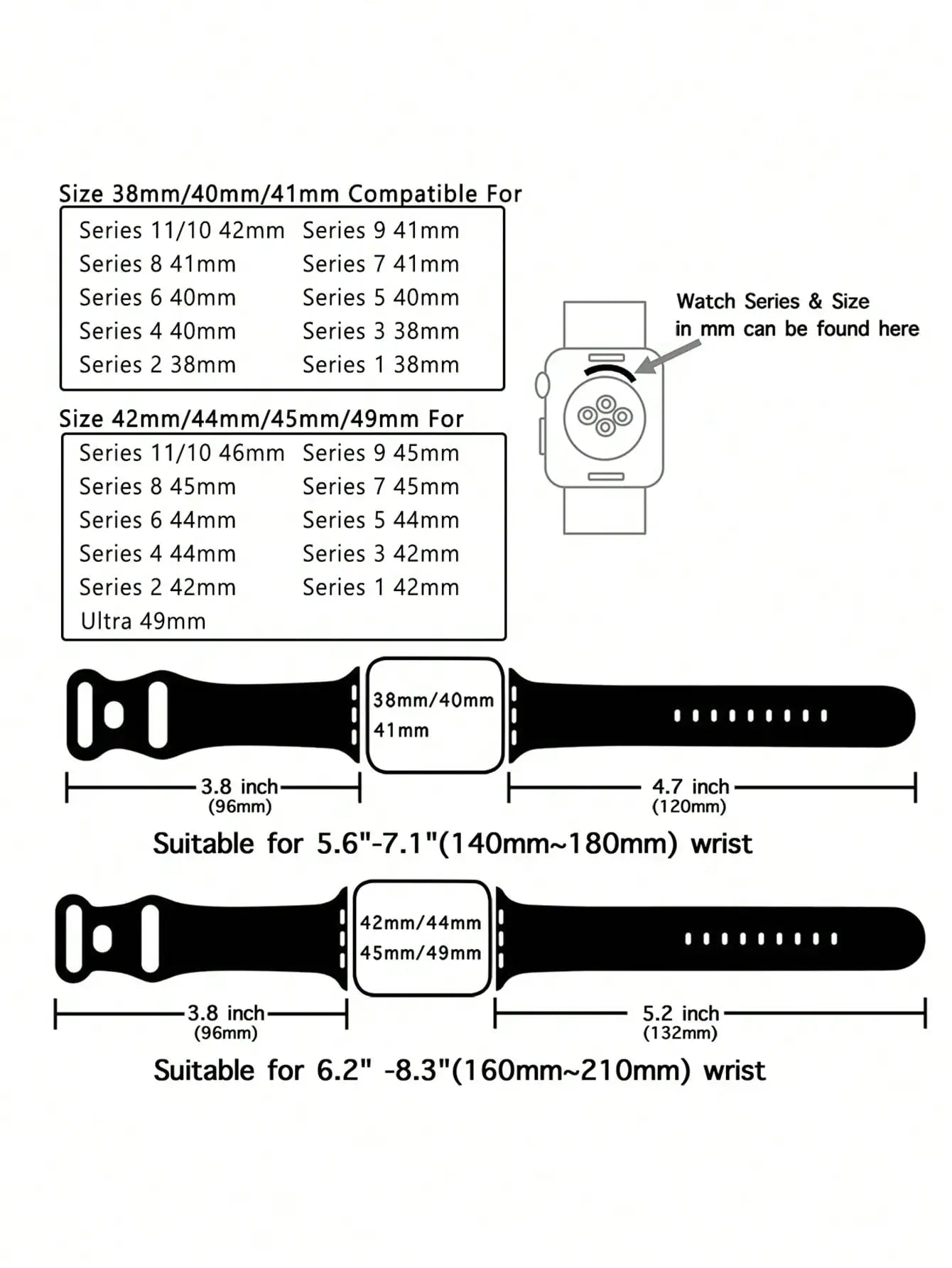Soft Silicone Waterproof Sports Watch Band Compatible With 38mm, 40mm, 41mm, 42mm, 44mm, 45mm, 49mm Watches, Suitable For Series 11, 10, 9, Ultra, 8, 7, 6, 5, 4, 3, 2, 1, SE, Available For Both Men And Women