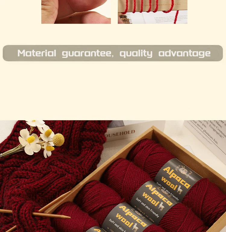 500g Alpaca Wool 245 Chunky Knitting Yarn Multi-Color Autumn and Winter Fashionable Gift for Men and Women DIY Knitting Material Kit for Warm Sweaters, Coats, Scarves, Hats, Gloves, Leg Warmers, Knee Pads Yarn Balls 5Pcs/Pack