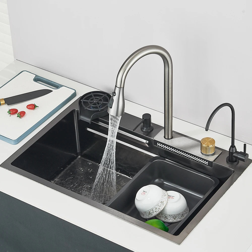 Stainless Steel Kitchen Sinks Recessed Sinks Kitchen Taps Sinks with Drains Kitchen Faucet Sink Sets