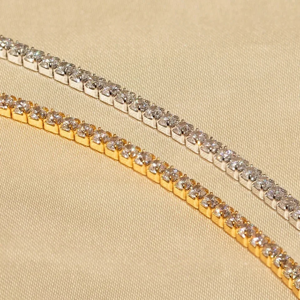 European and American Fashion Niche Single Row Drill Bracelet Round Zircon Tennis Bracelet Bracelet Hand Jewelry