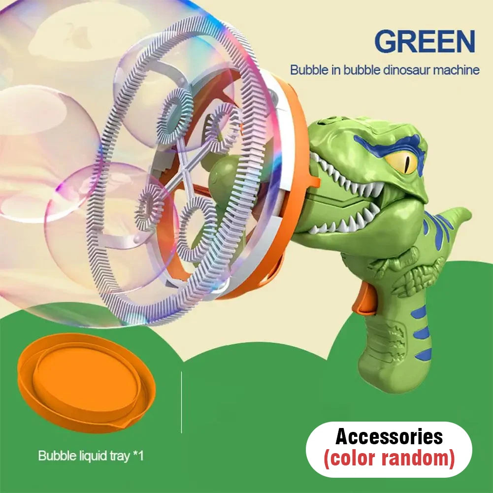 2 In 1 Large Bubbles Dinosaur Soap Bubble Electric Gun Toy Children's Outdoor Party Interactive Games for Kids Boys Girls Kids
