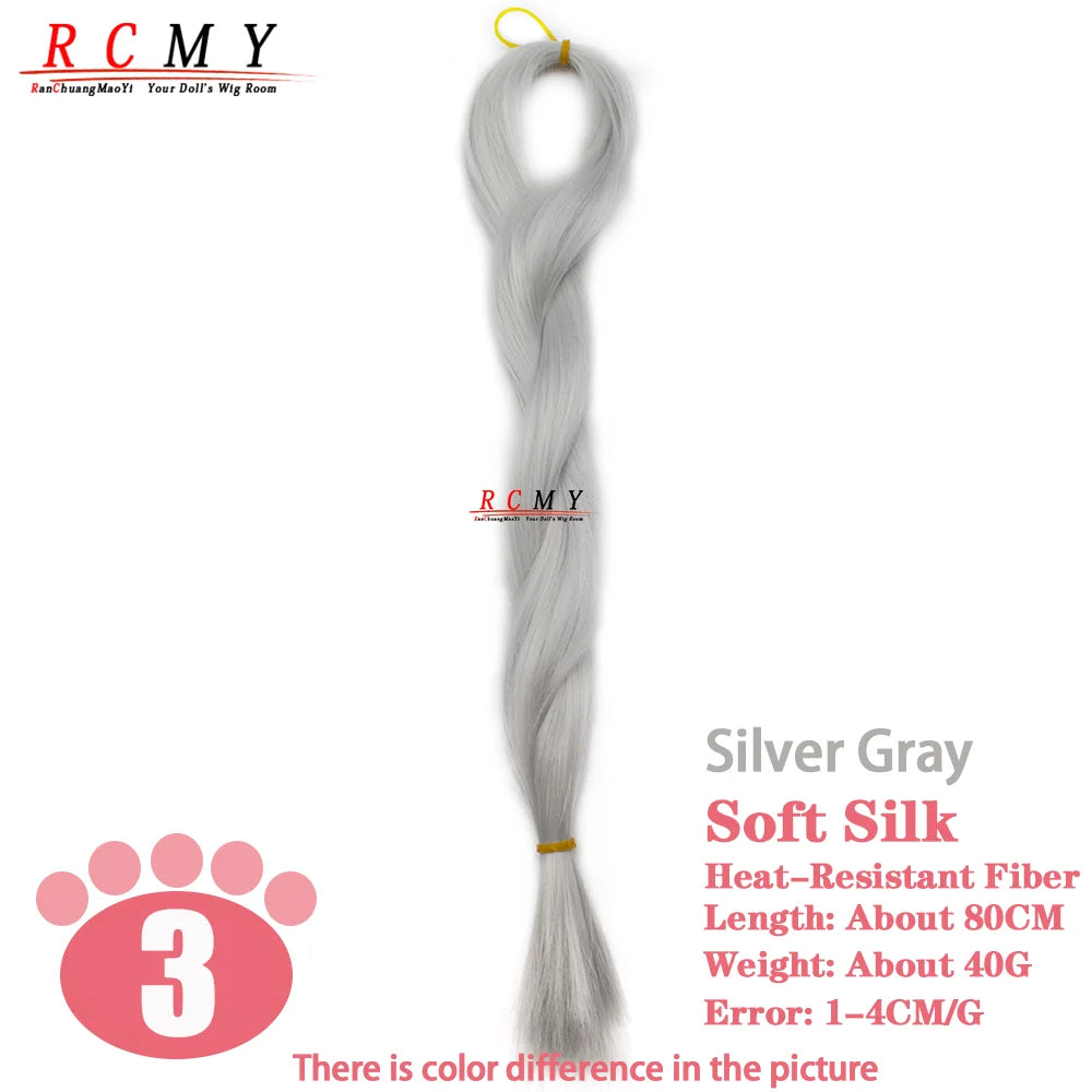 RCMY Soft Silk Doll Hair BJD/SD Blue Doll Wig Heat-resistant Synthetic Nylon Fiber 1/3 1/4 1/6 Doll Accessories