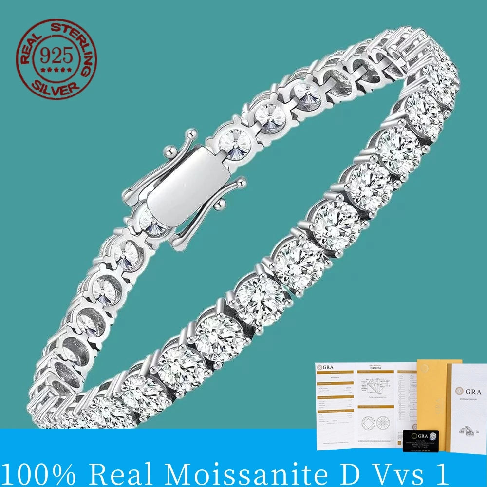 S925 Sterling Silver High Quality Fashionable  D Color VVS1 Full Moissanite Tennis Bracelet for Women Wedding Engagement Jewelry