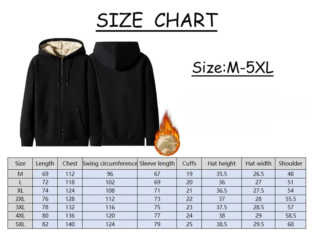 2025 Winter Windproof Hoodie - Men's Sherpa Lined Sweatshirt Thermal Zip Up Outerwear Streetwear S-5XL