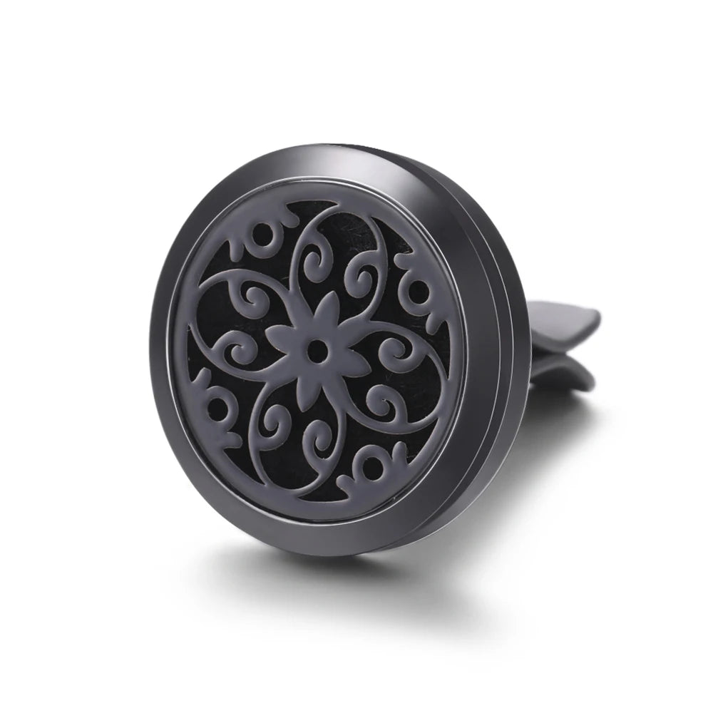 New Car Air Freshener Diffuser Clip Black Hollow Pattern Aromatherapy Lockets Essential Oil Perfume Pendant Car Ornaments Gift