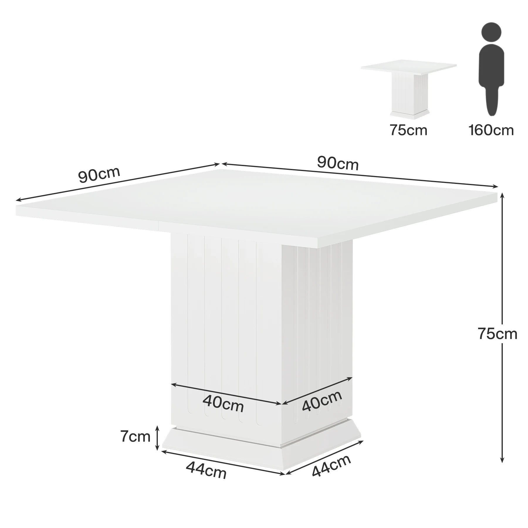 Tribesigns Square Dining Table with 2 Placemats, Modern Engineered Wood Small Dinner Kitchen Table for 4 People
