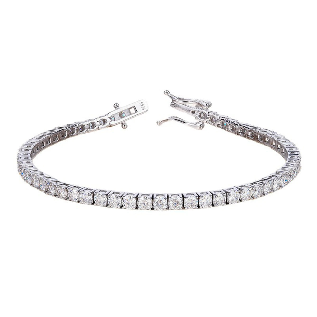 Fashion Simple 3-6.5mm D VVS1 Moissanite Tennis 925 Sterling Silver Single Row Classics with GRA Bracelet for Women Man Jewelry
