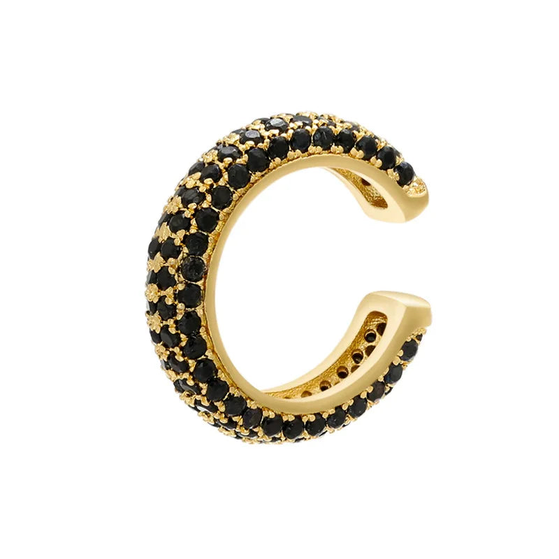 1 Piece Ear Clip on Earring Cuff Rainbow CZ Gold Silver Color Earing Jewelry Aretes Non Pierced Blue Black Clear Clipping