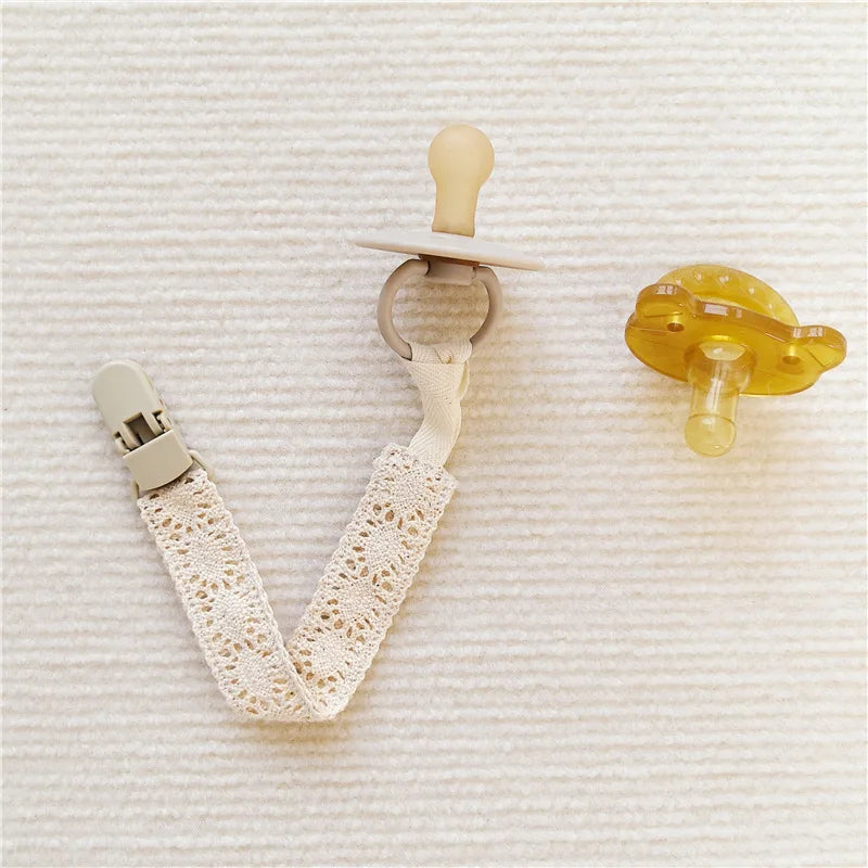 Lace Baby Pacifier Clip Chain Trendy Cloth & Plastic Pacifier Holder Teether Toy Ceether Toys Straps Nipple Holder Clips