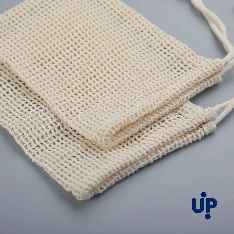 Eco-Friendly Handmade Natural Cotton Soap Saver Bag Mesh Soap Pouch for Body Cleansing And Skincare
