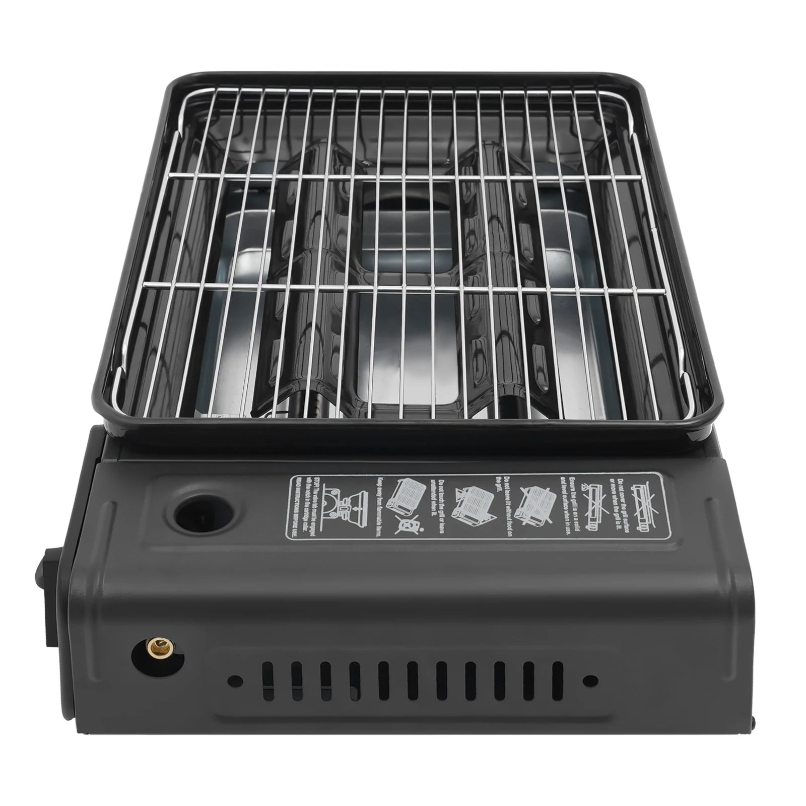 Gas Barbecue Grill, Butane LPG Stove 2.2KW Power, Camping Gas Stove Tabletop with Grilling Nets, Double-row Firepower Tubes