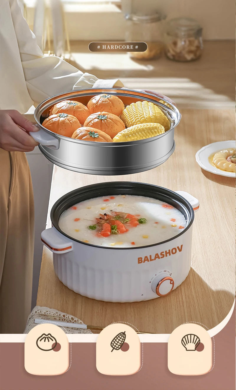 1.5L/3L Portable Electric Rice Cooker Multifunctional Double Layer Pan Non-stick Cookware for Kitchen and Home Appliance