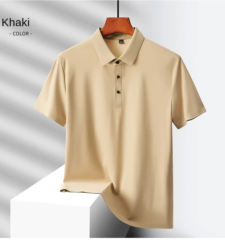 Selected popular nylon fabric, dad's summer clothing, middle-aged men's short sleeved T-shirt, summer ice silk quick drying, mid