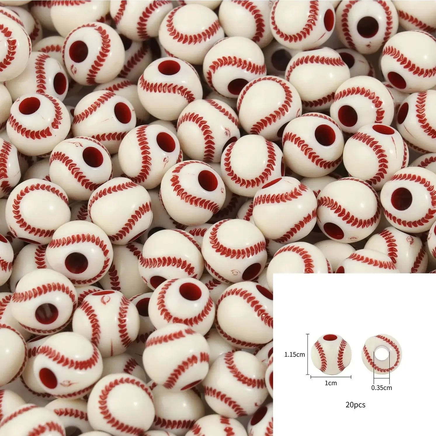 20/50Pcs Sport Basketball Baseball Tennis Beads Spacer Acrylic Beads For Making Bracelet Necklace DIY Craft Jewelry Supplies