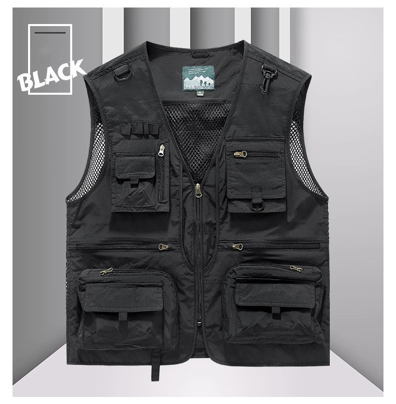 FGKKS Men Multi Pockets Vest Men's New Breathable Outdoor Fishing Vest Quality Design Leisure High Tech Male Jacket