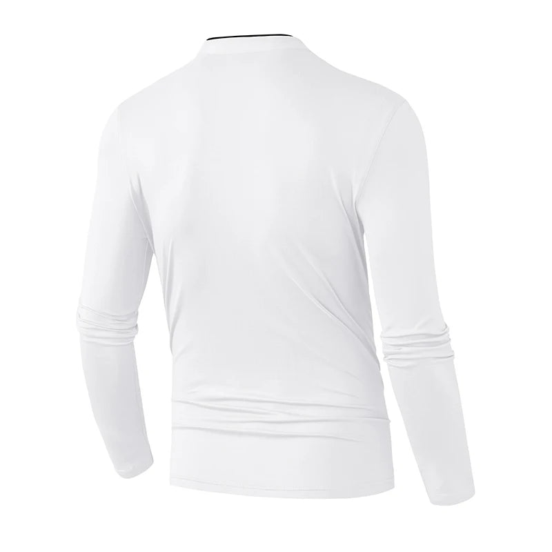 Fashion Men's Stand Collar Half Zip Long Sleeve Shirt Comfortable Casual Top Versatile Daily Wear Slim Fit Pullove
