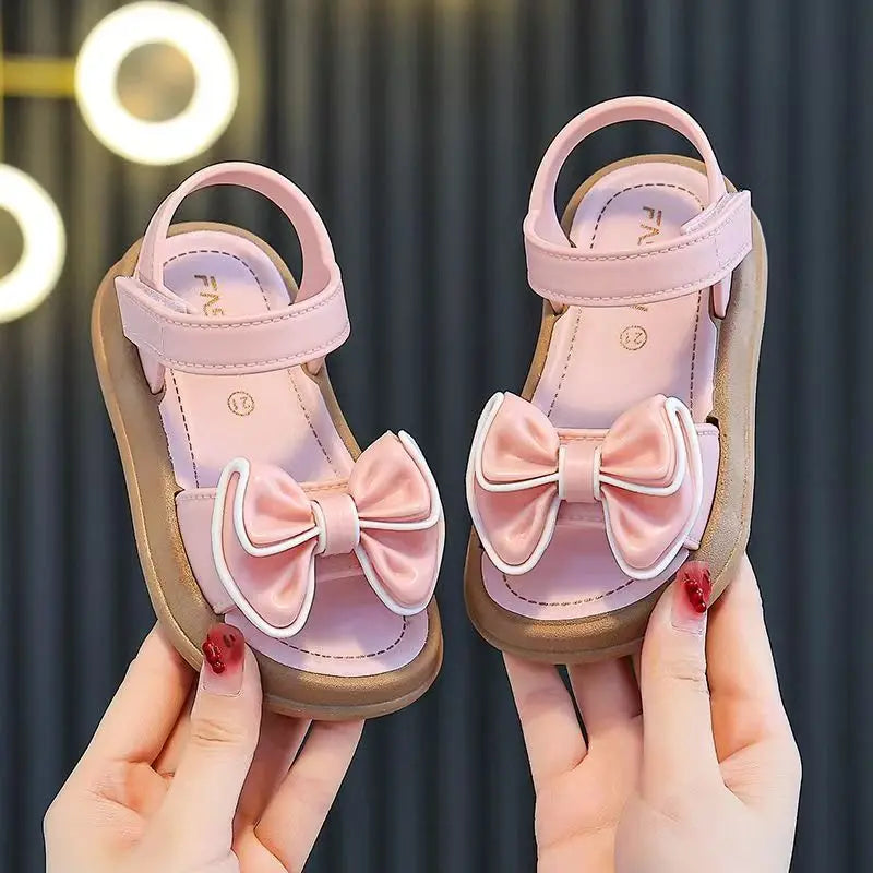 New Fashionable Girls Sandals Summer Bow Princess Sandals 3-14 Years Old Students Children Outside Wearing Versatile Sandals