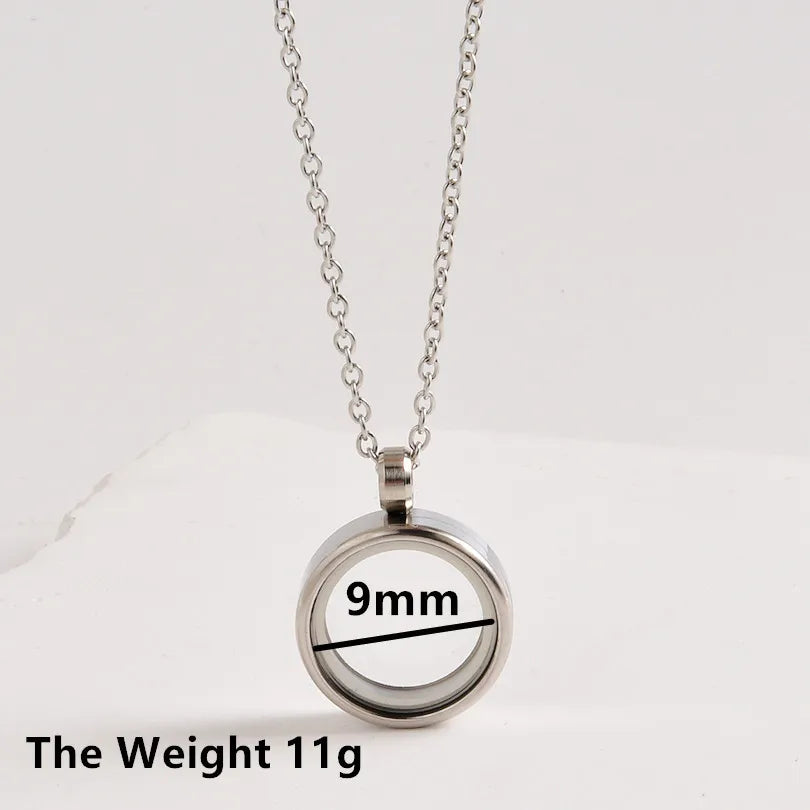 1Pc Inner Size 10-40mm Round Glass Memory Coin Holder Locket Pendant Necklaces Floating Living Relicario Collares Jewelry Bulk