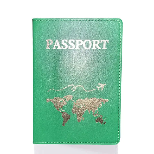 PU Leather Passport Cover For Men & Women World Map Travel Passport Case Organizer - Protective Card Holder ID Document Covers