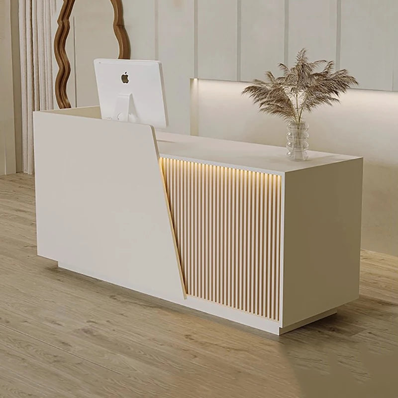 Customized Professional Reception Counter Simple Design Style Reception Desk Creative Storage Theke Empfang Office Furniture