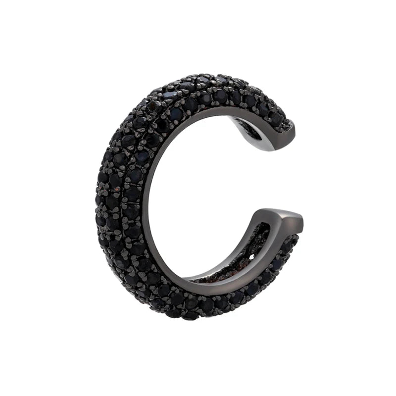 1 Piece Ear Clip on Earring Cuff Rainbow CZ Gold Silver Color Earing Jewelry Aretes Non Pierced Blue Black Clear Clipping