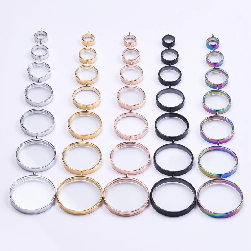 1Pc Stainless Steel Round Reliquary Photo Coin Holder Locket Pendant Openable Glass Cremation Urn Relicario Colgantes Jewelry