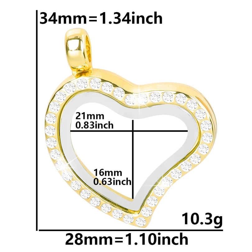 1Pc Punk Heart Round Memory Reliquary Photo Medaillon Pendant Glass Geometric Cremation Ashes Floating Locket кулон Jewelry