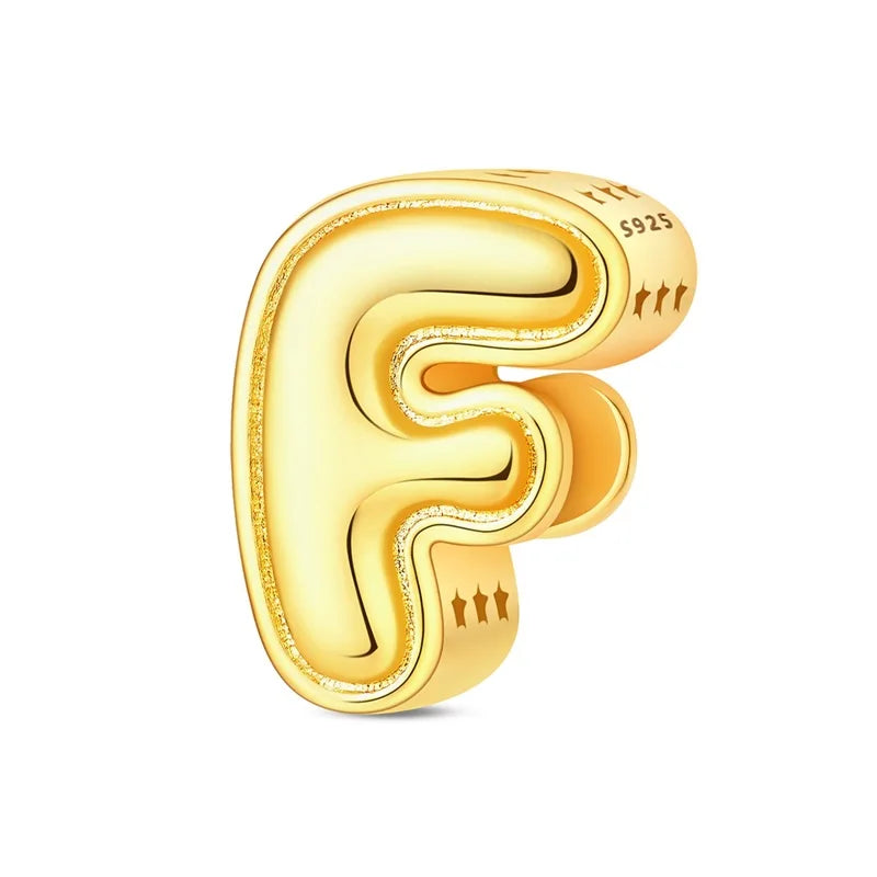 New Hot Sales 925 Sterling Silver 26 Golden Letters Charms Bead Fit Original Bracelet DIY Women Birthday Jewelry Gifts