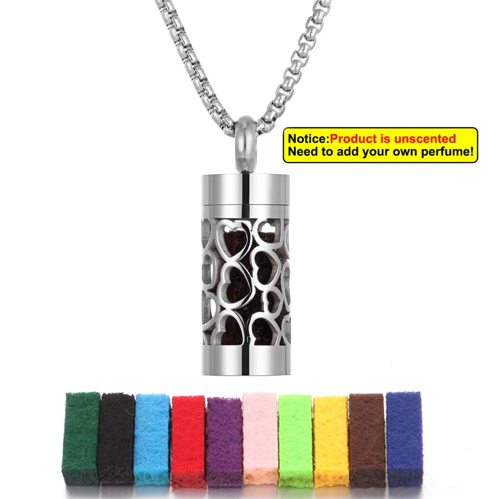 New Stainless Steel Aromatherapy Hollow Out Pendant Angel Wings Pattern Perfume Lockets Essential Oil Diffuser Necklace Jewelry