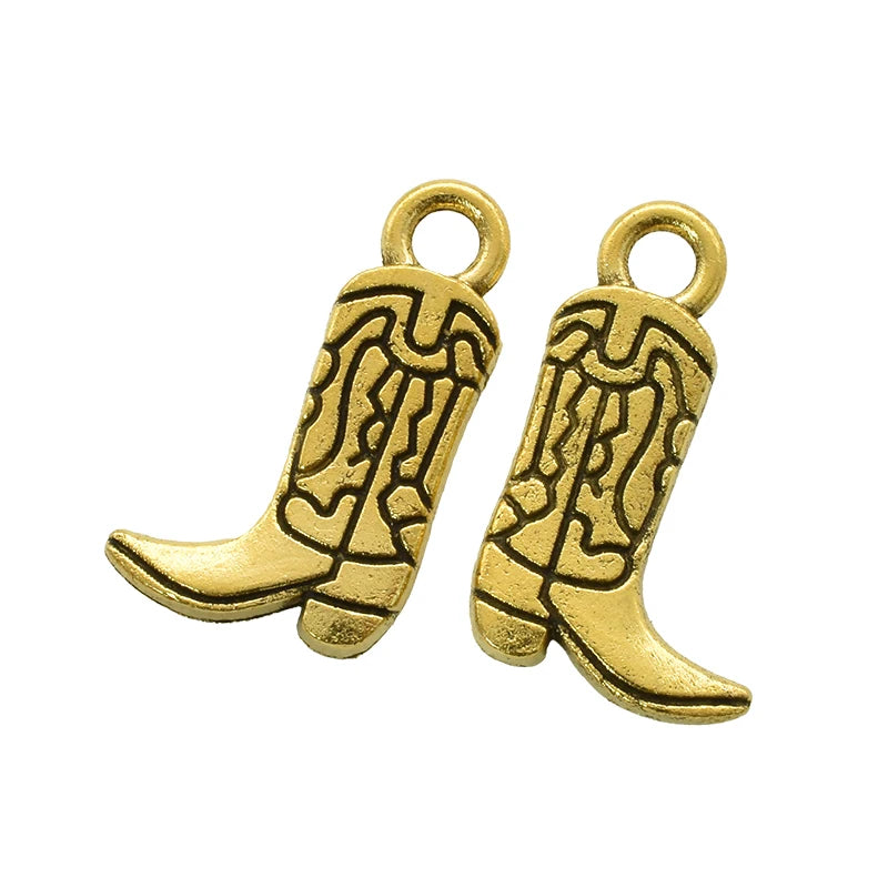 11pcs Mixed Antique Silver Western Cowboy Charms Alloy Boot Gun Hat Pendants For DIY Bracelet Earrings Necklace Jewelry Making