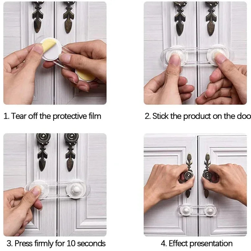 Multi-functional Child Safety Lock Transparent Anti-Opening Soft Strap Drawer & Refrigerator Lock for Home Security