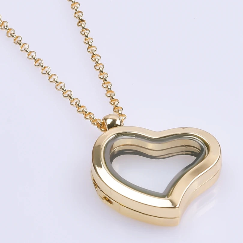 1Pc Trendy Sweet Love Glass Reliquary Photo Locket Pendant Necklaces Goth Heart Cremation Ashes Urn Relicario Collares Jewelry