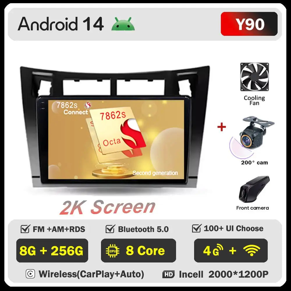 Car Radio Android 16 For Toyota Yaris 2 XP90 2005 - 2012 Auto Multimedia Stereo Dash Cam Screen GPS Head Unit Navigation DVD BT