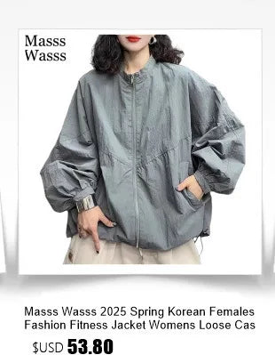 Masss Wasss 2025 Autumn Ladies Classic Fashion Oversized PU Jackets Womems Leisure Faux Leather Coats Loose Vintage Windbreakers