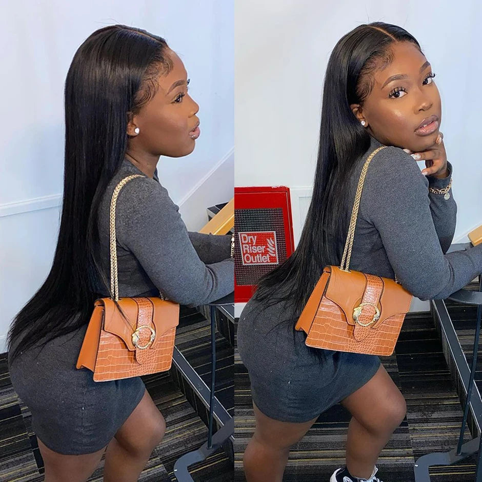 Hd Lace Frontal Wig 13x6 13x4 Lace Front Wig Human Hair 30Inch Bone Straight Transparent Lace Human Hair Wigs 4x4 HD Closure Wig