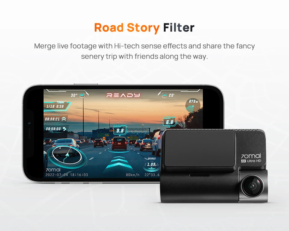 70mai 4K Dash Cam A810 Front Rear Set Suppor 4G Module LTE UP04 Remote Control GPS ADAS Car DVR 70mai A810 Car DVR