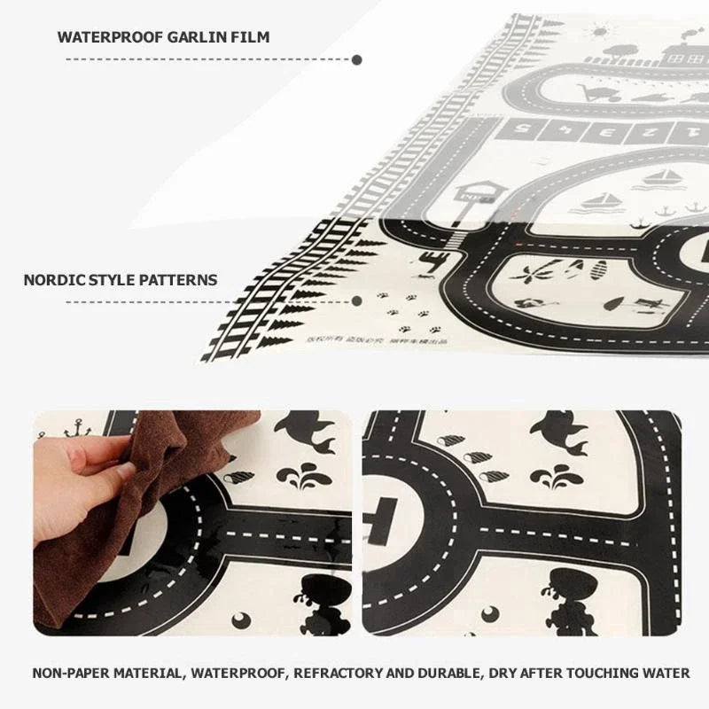 83*58cm/130*100cm Road Mat Children Traffic Car Map Educational Toy Road Plastic Carpet Playmat For Mats City Kids Toys Games