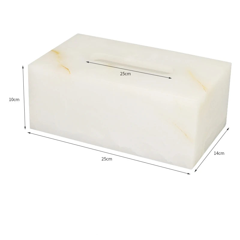 Factory Outlet 25x14x10CM Cuboid Natural Marble Stone Big Tissue Box Storage Organization Case