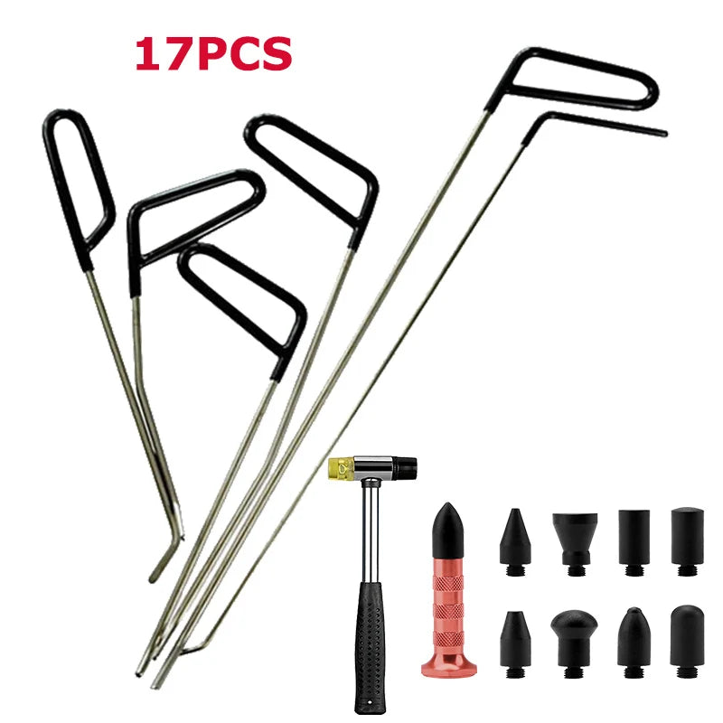 Car Dent Repair Stainless Steel Rods Hooks Crowbar Kit for Automotive Body Dent Removal Hail Dings Tools