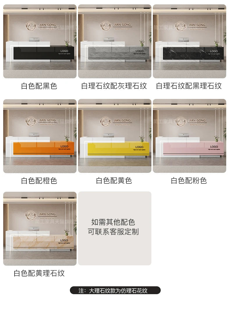 Customized Premium Desk Table Glamour Luxury Simple Elegant Reception Desk Modern Design Recepcion Mostrador Office Furniture