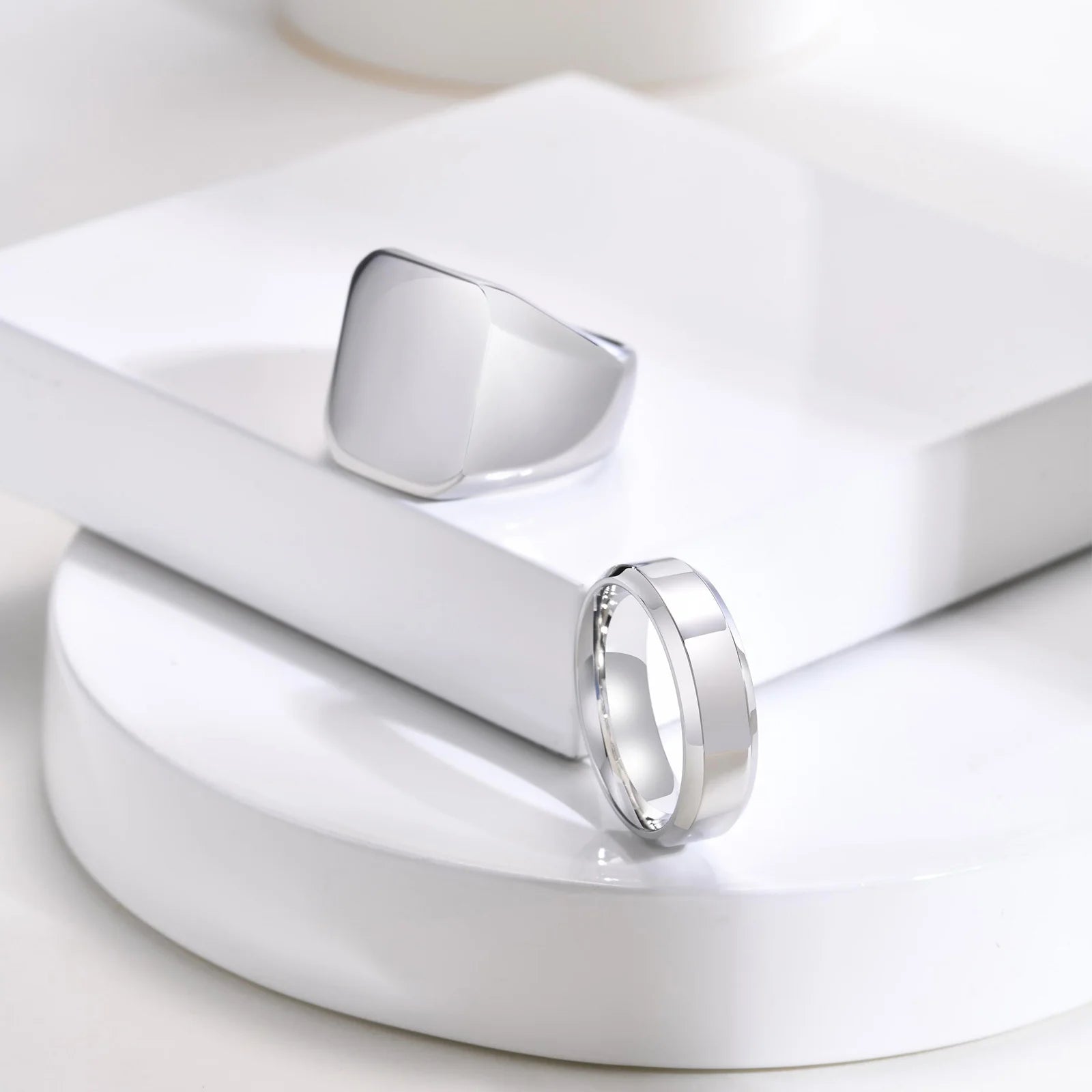 Vnox Gold Color Rings for Men Women, Simple Glossy Stainless Steel Wedding Bands, Signet Stacking Finger Ring Jewelry Gift