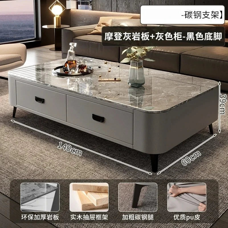 Luxury Marble Effect Coffee Tables Modern Design Square Storage Coffee Tables Minimalist Aesthetic Stolik Kawowy Home Furniture