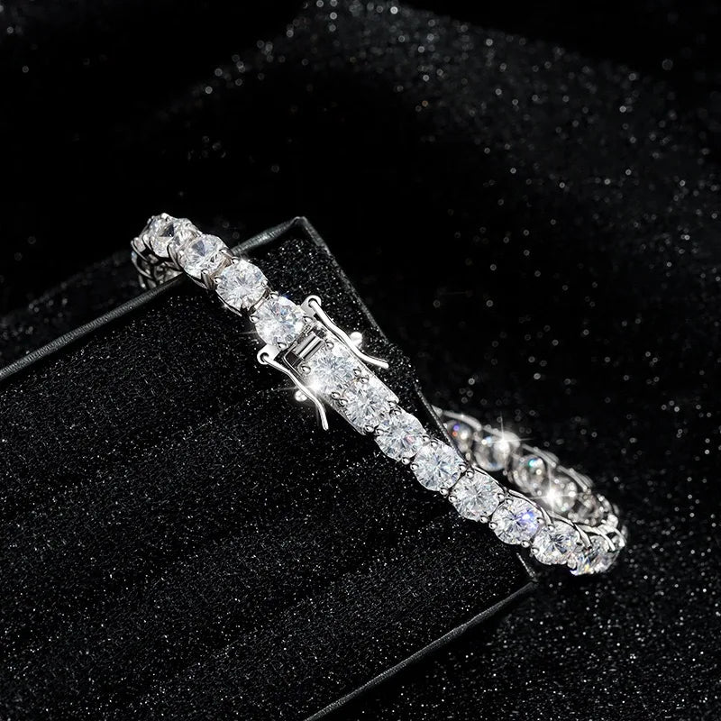 S925 Sterling Silver High Quality Fashionable  D Color VVS1 Full Moissanite Tennis Bracelet for Women Wedding Engagement Jewelry